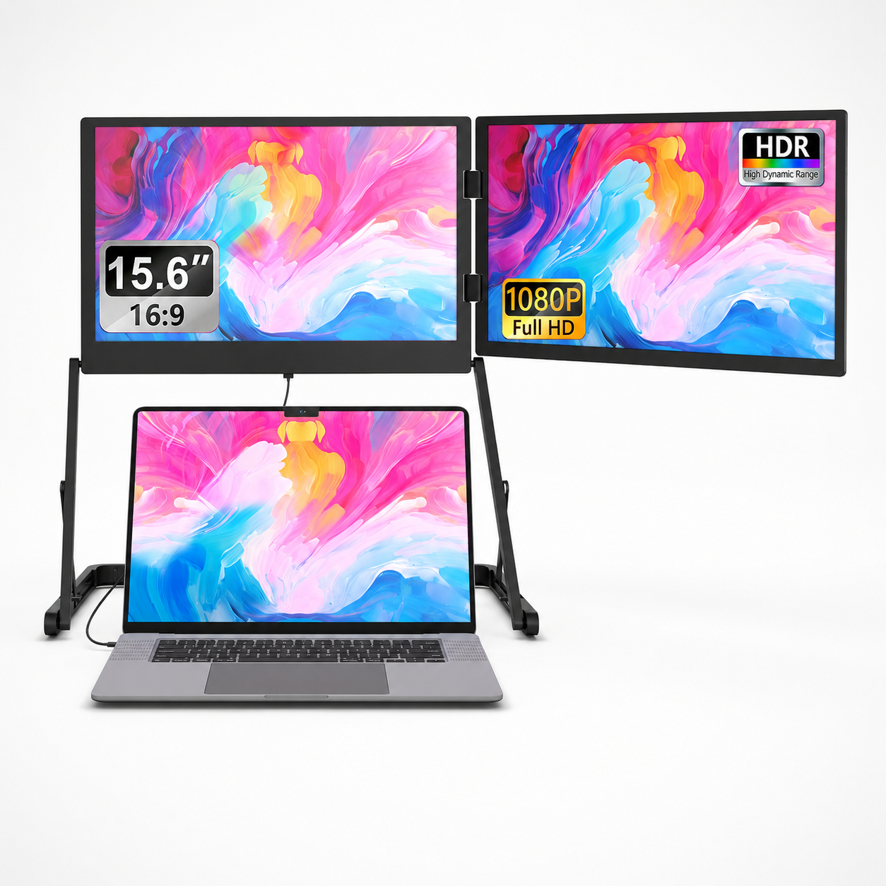 Lepow Dual Screen Laptop Monitor Extender, 15.6" FHD Portable Display