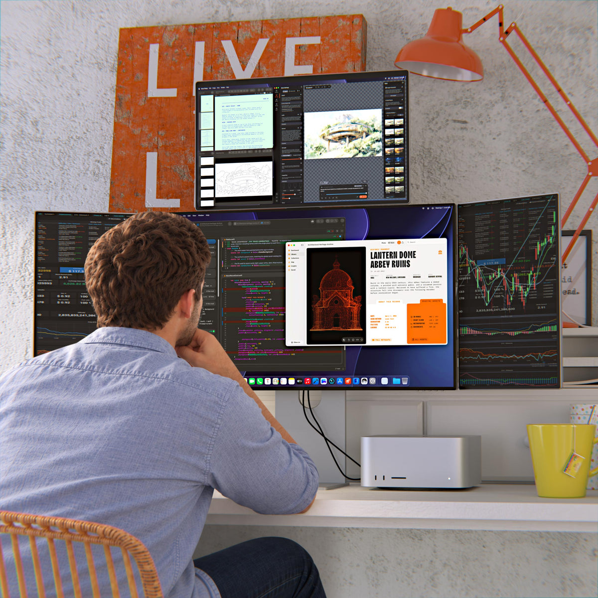 Lepow TriScreen Pro 27" 4K Quad Monitor Workstation