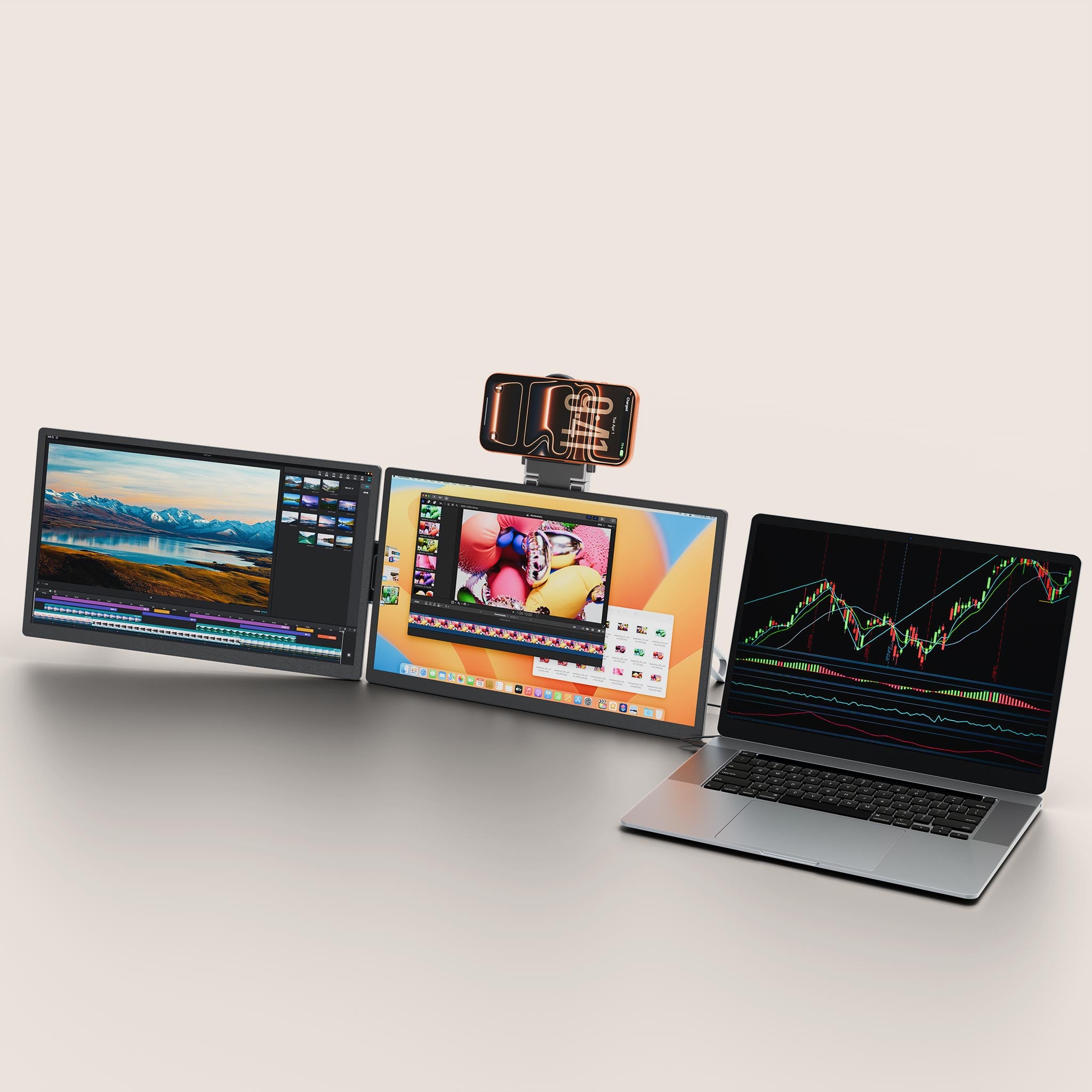 Modular Dual 18.5″ Monitor System Compact Aluminum Stand Included