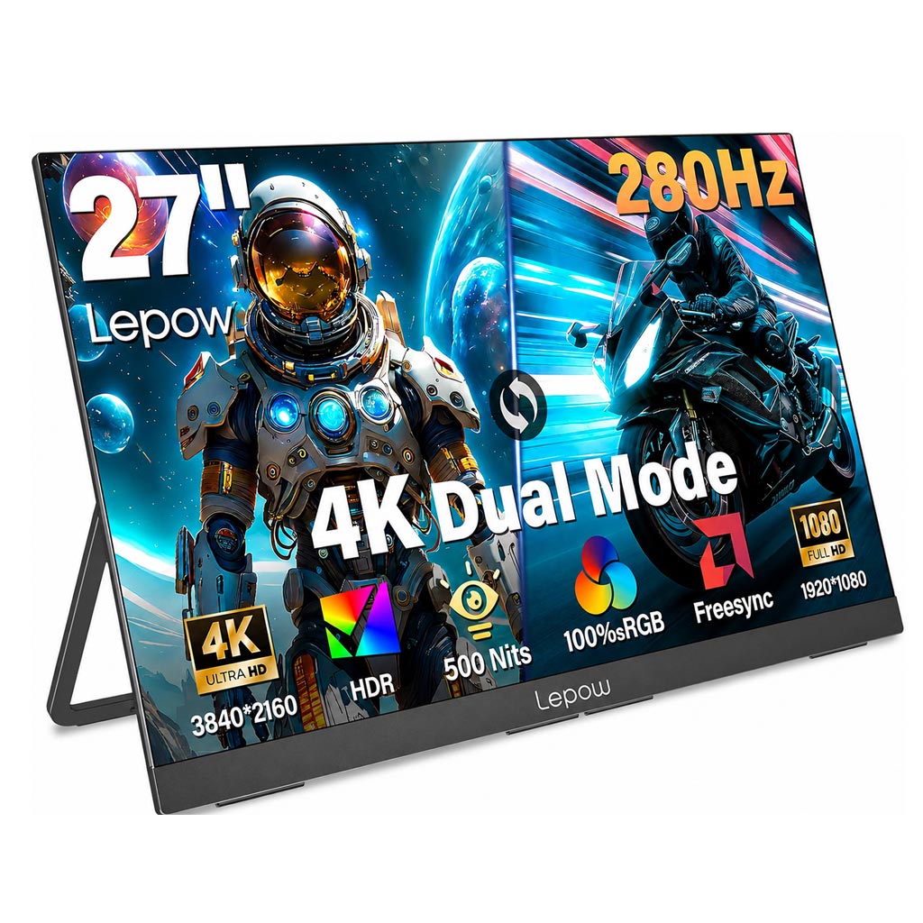 Lepow M270LS-U120 – 27" 4K Portable Monitor, 500 nits, 120Hz, HDR