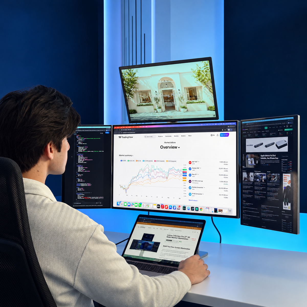 Lepow TriScreen Pro 27" 4K Quad Monitor Workstation