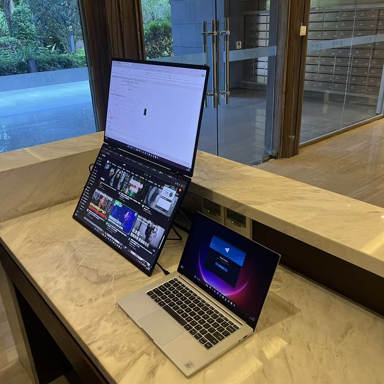 Lepow Delta Mega – 23.8″ 100Hz Dual Vertical Foldable Monitor | IPS, USB-C, Stacked Dual-Screen for Laptop, MacBook & Office Setup