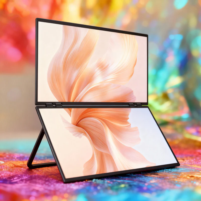 Lepow Delta Mega – 23.8″ 100Hz Dual Vertical Foldable Monitor | IPS, USB-C, Stacked Dual-Screen for Laptop, MacBook & Office Setup