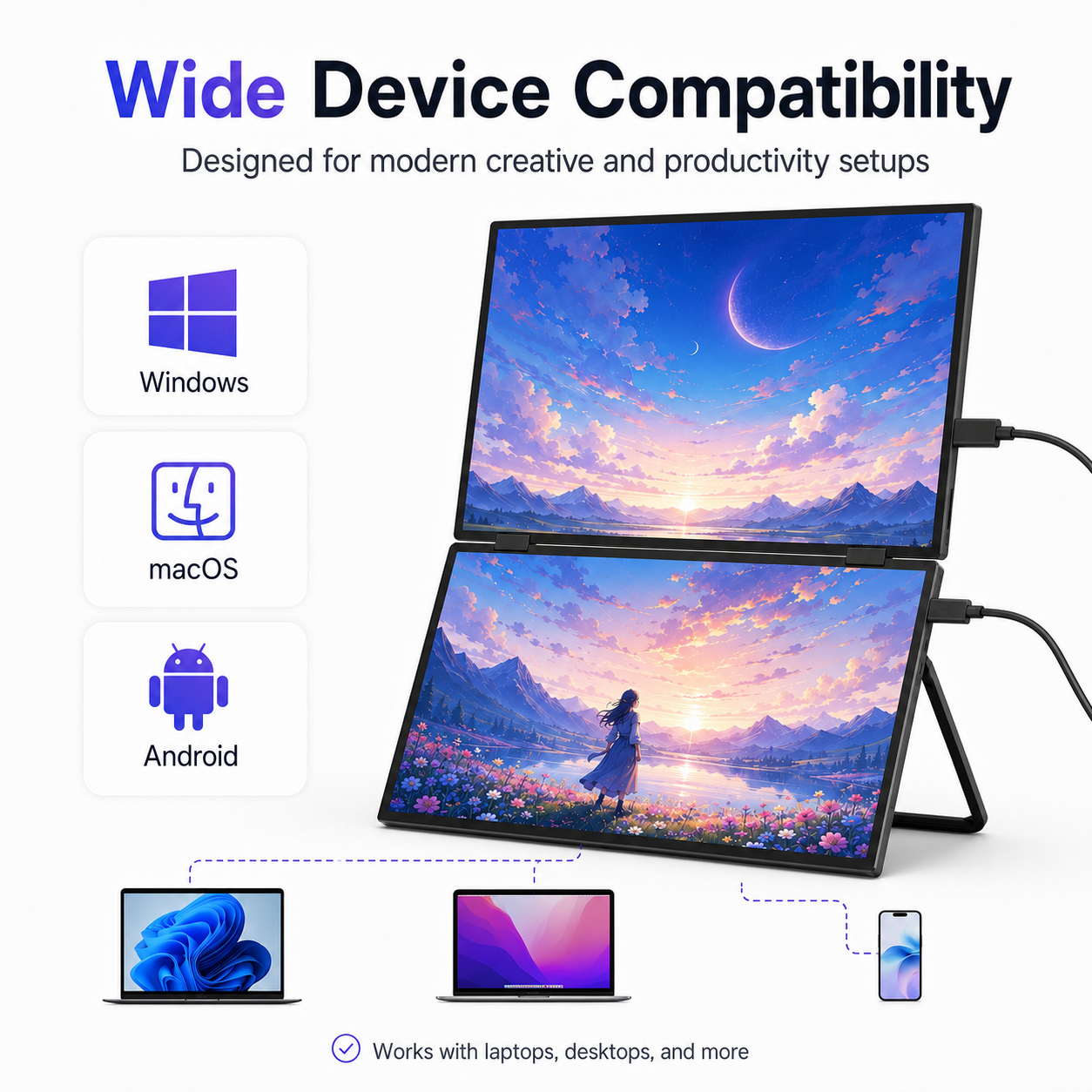 Lepow 16" 2.5K Dual-Screen Touch Portable Monitor