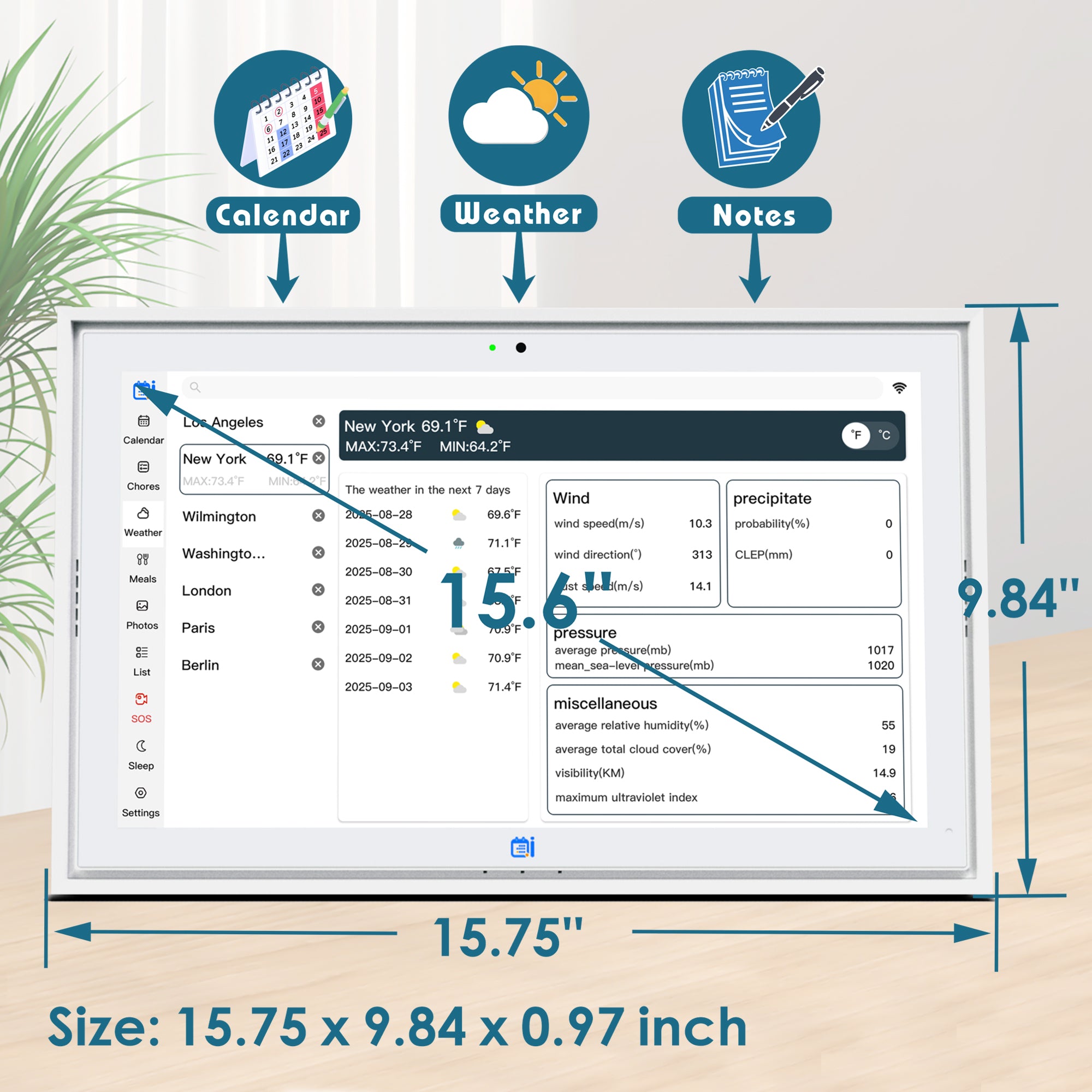 Lepow 15.6″ Smart Digital Wall Calendar with Multi-Calendar Sync