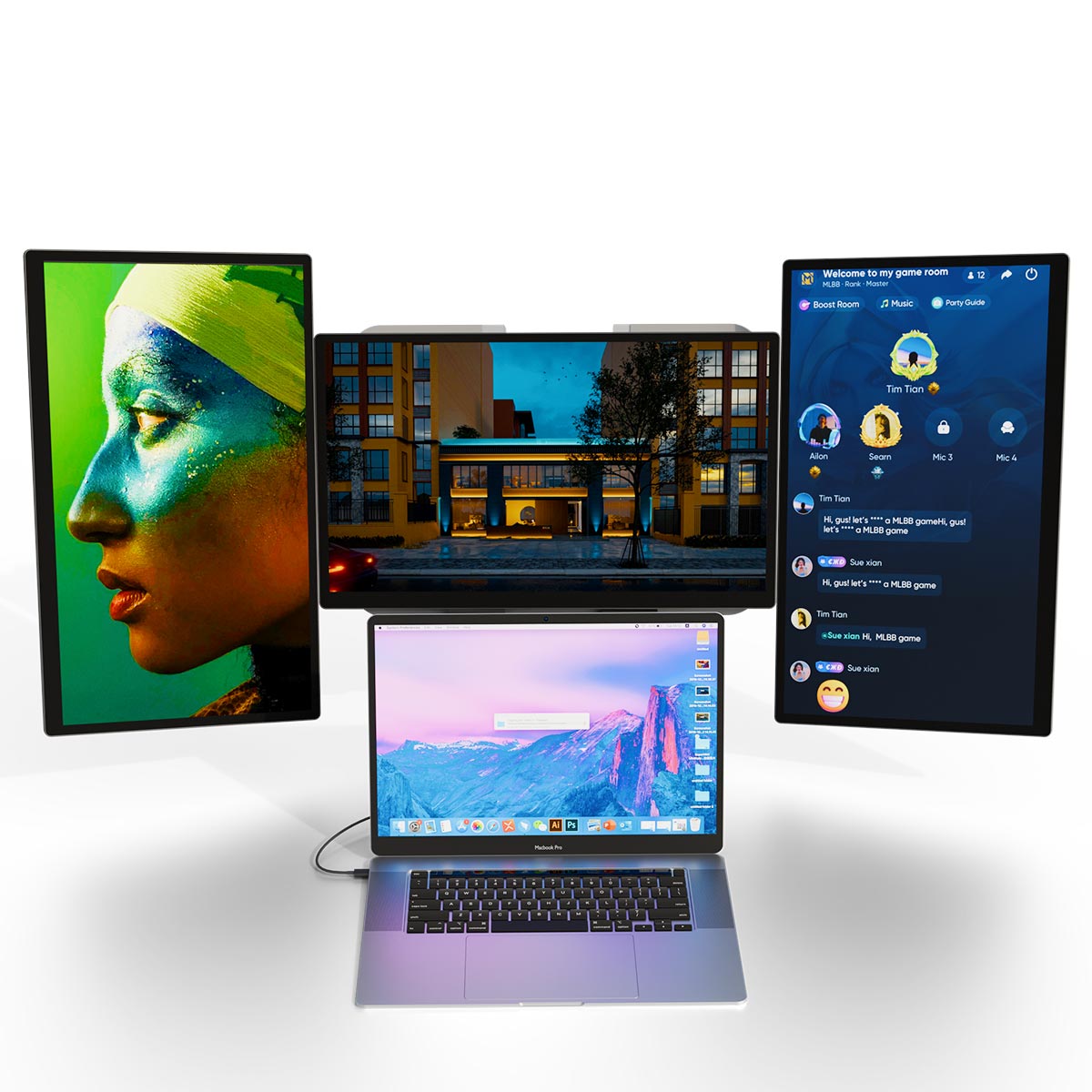 Lepow 16" Modular Triple Monitor for Laptop