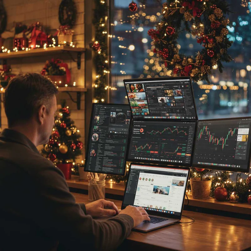 Lepow FlexScreen modular portable monitor setup with 4 x 18.5" screens