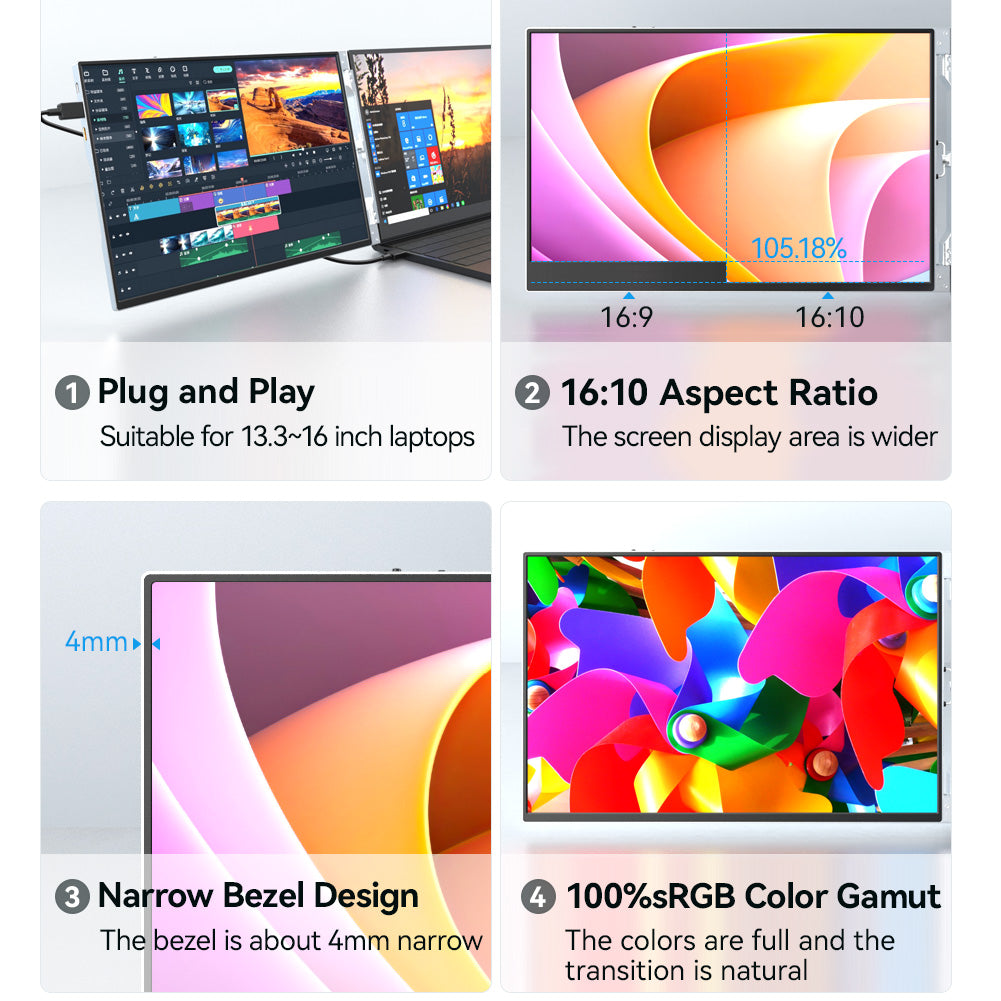 Aluminum Dual Screen Portable Monitor for Laptop