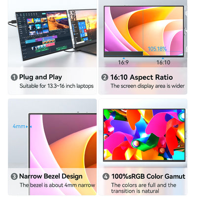 Aluminum Dual Screen Portable Monitor for Laptop