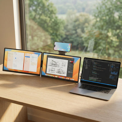 Modular Dual 18.5″ Monitor System Compact Aluminum Stand Included