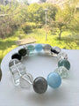 Lepow Crystal Energy Bracelet – Green Phantom Quartz, Fluorite, Moonstone & Aquamarin