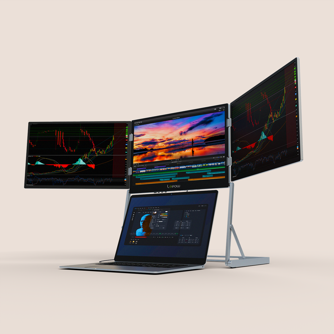 Portable Triple & Quad Monitors for Laptop | Lepow – Lepow Portable Monitor