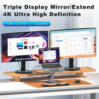 11-in-1 USB-C Docking Station – Lepow DockMate Pro Max, Triple Display, 4K HDMI, 100W PD, Gigabit Ethernet