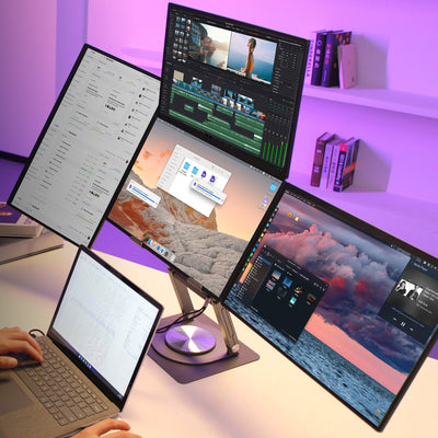 Lepow FlexScreen modular portable monitor setup with 4 x 18.5" screens
