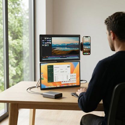 Modular Dual 18.5″ Monitor System Compact Aluminum Stand Included