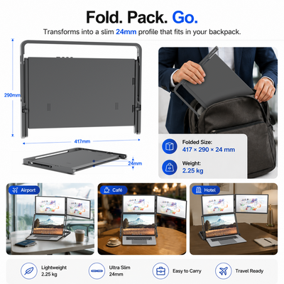 Lepow Dual Screen Laptop Monitor Extender, 15.6" FHD Portable Display