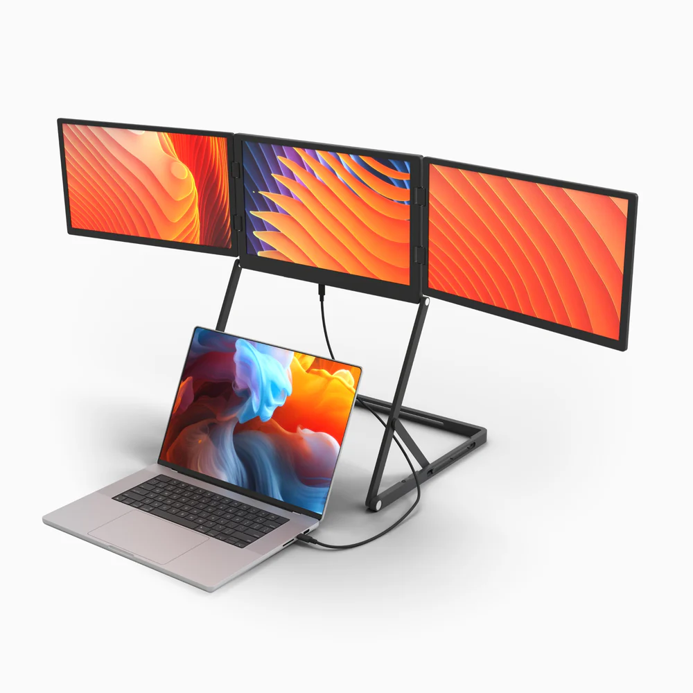 Lepow TriCreate – Triple 15.6" FHD Portable Monitor | IPS, USB-C, Aluminum, Foldable Triple-Screen for Laptop & Travel