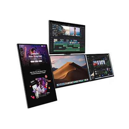Lepow FlexScreen modular portable monitor setup with 4 x 18.5" screens
