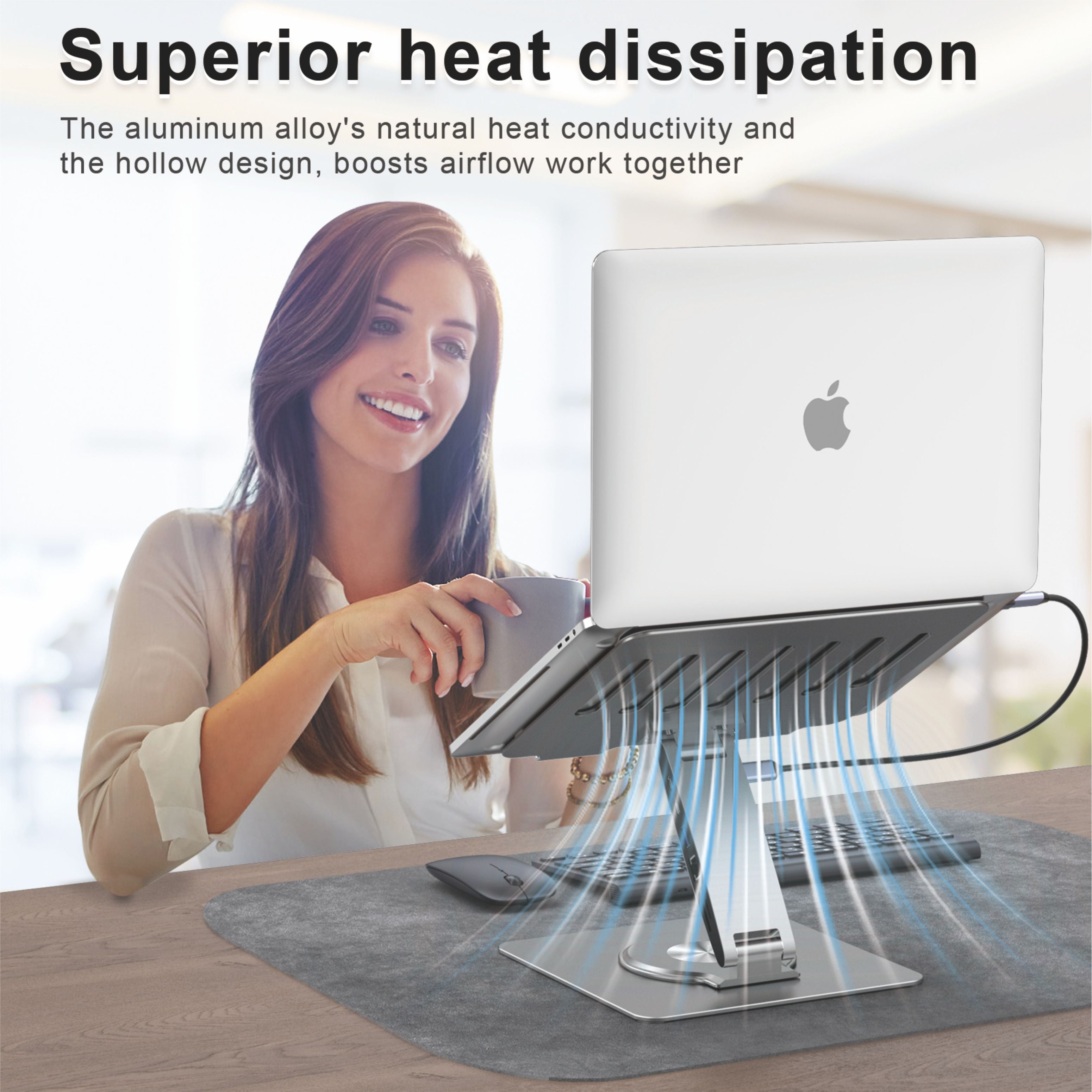 HISMART S07E Laptop Docking Station Stand 11-IN-1 Triple Display HDMI DP 4K60Hz Gigabit Ethernet USB3.1 PD100W SD/TF Card Reader Audio 360°Swivel Laptop Stand with USB Hub for MacBookPro/Air/Dell/HP/Surface/Lenovo