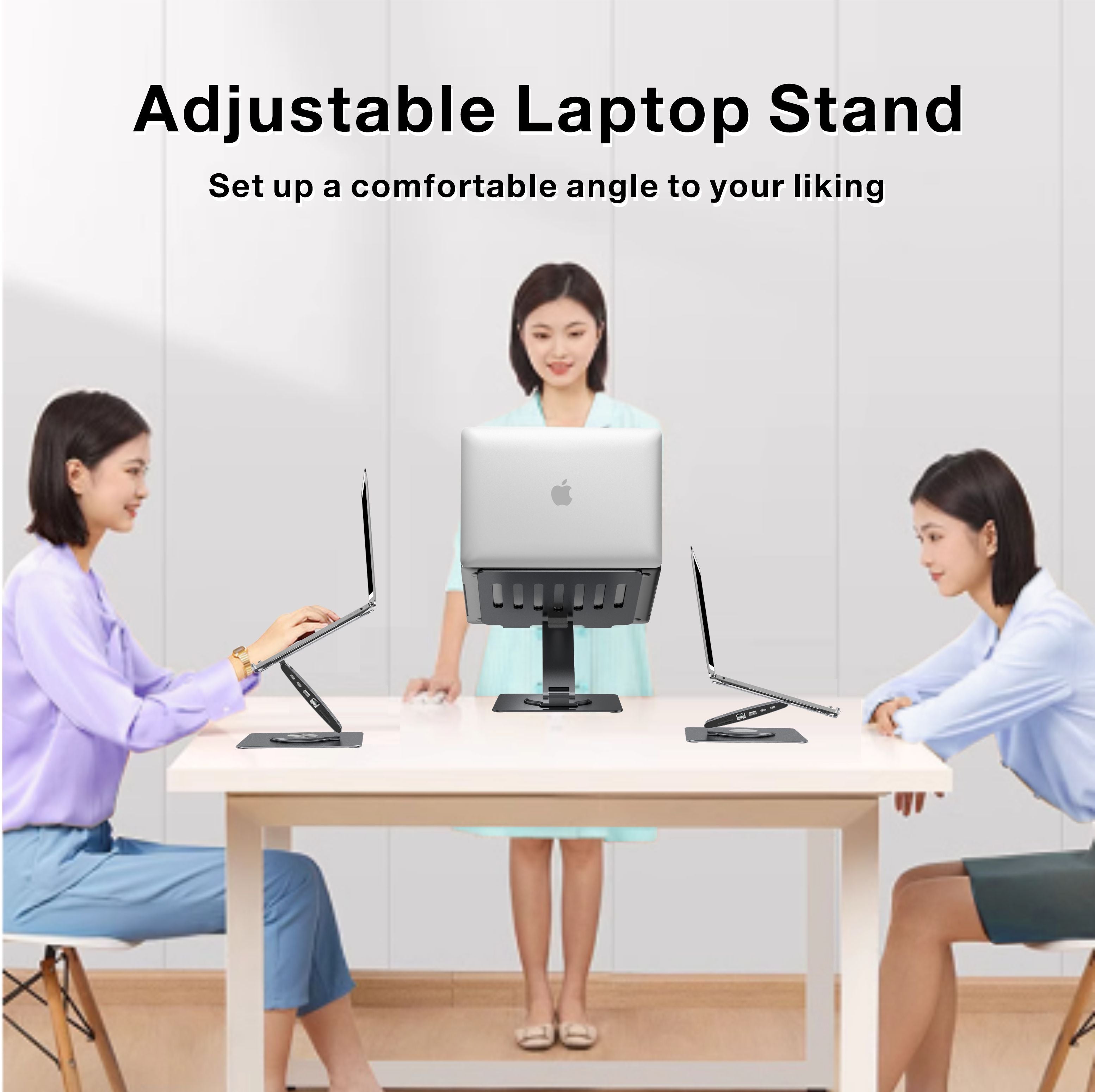 HISmart S08D+ Laptop Docking Station Stand 11-IN-1 Dual Display 4K HDMI Gigabit Ethernet USB3.0 PD100W 3.5mm Audio Jack TF/SD Card Reader HC 360° Swivel Laptop Stand with USB Hub for MacBook Pro/Air/Dell/HP/Surface