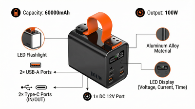 Tragbare Powerstation für Monitore & Starlink