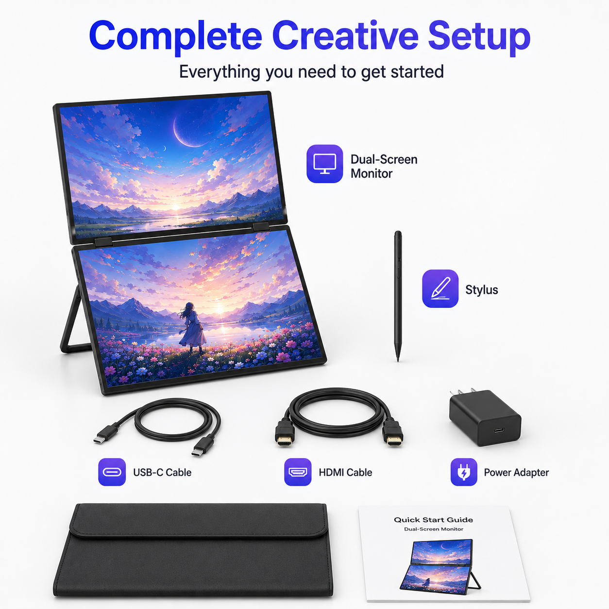 Lepow 16" 2.5K Dual-Screen Touch Portable Monitor