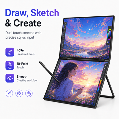 Lepow 16" 2.5K Dual-Screen Touch Portable Monitor