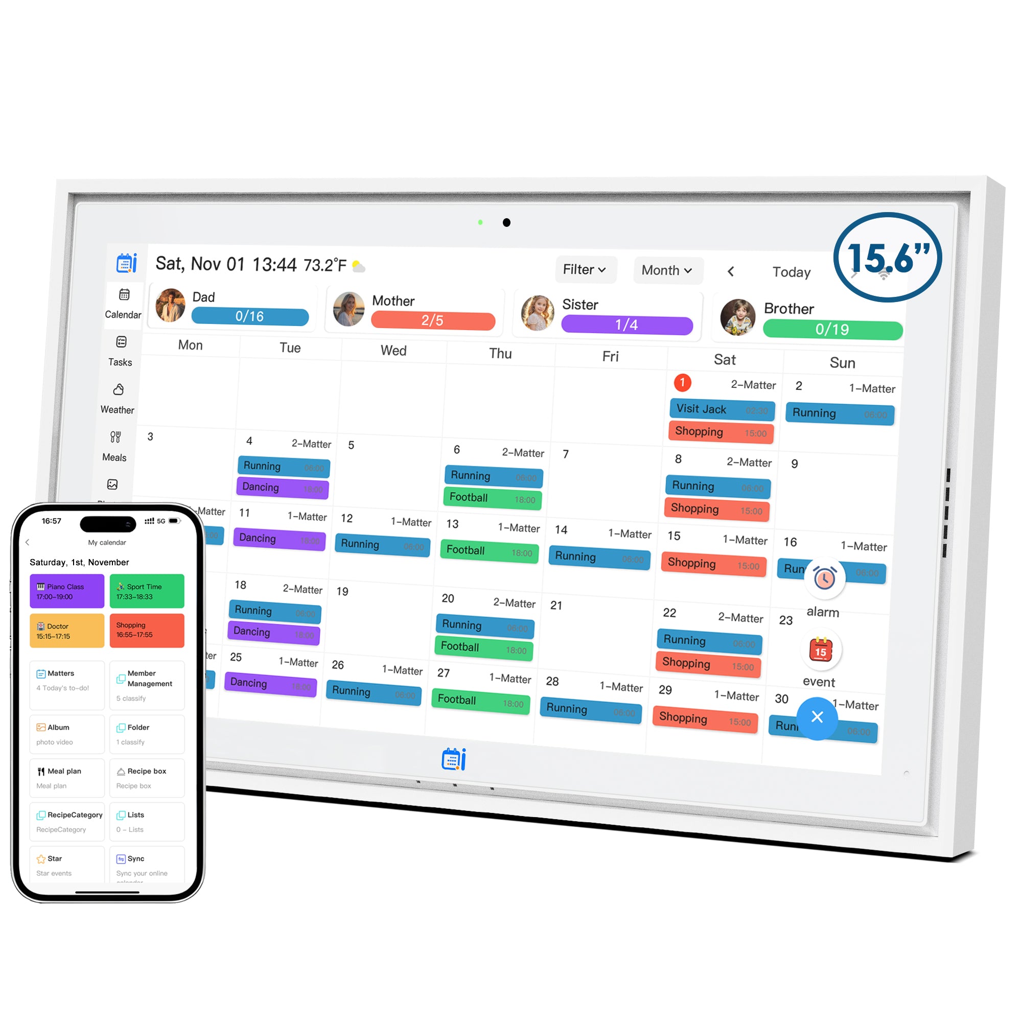 Lepow 15.6″ Smart Digital Wall Calendar with Multi-Calendar Sync