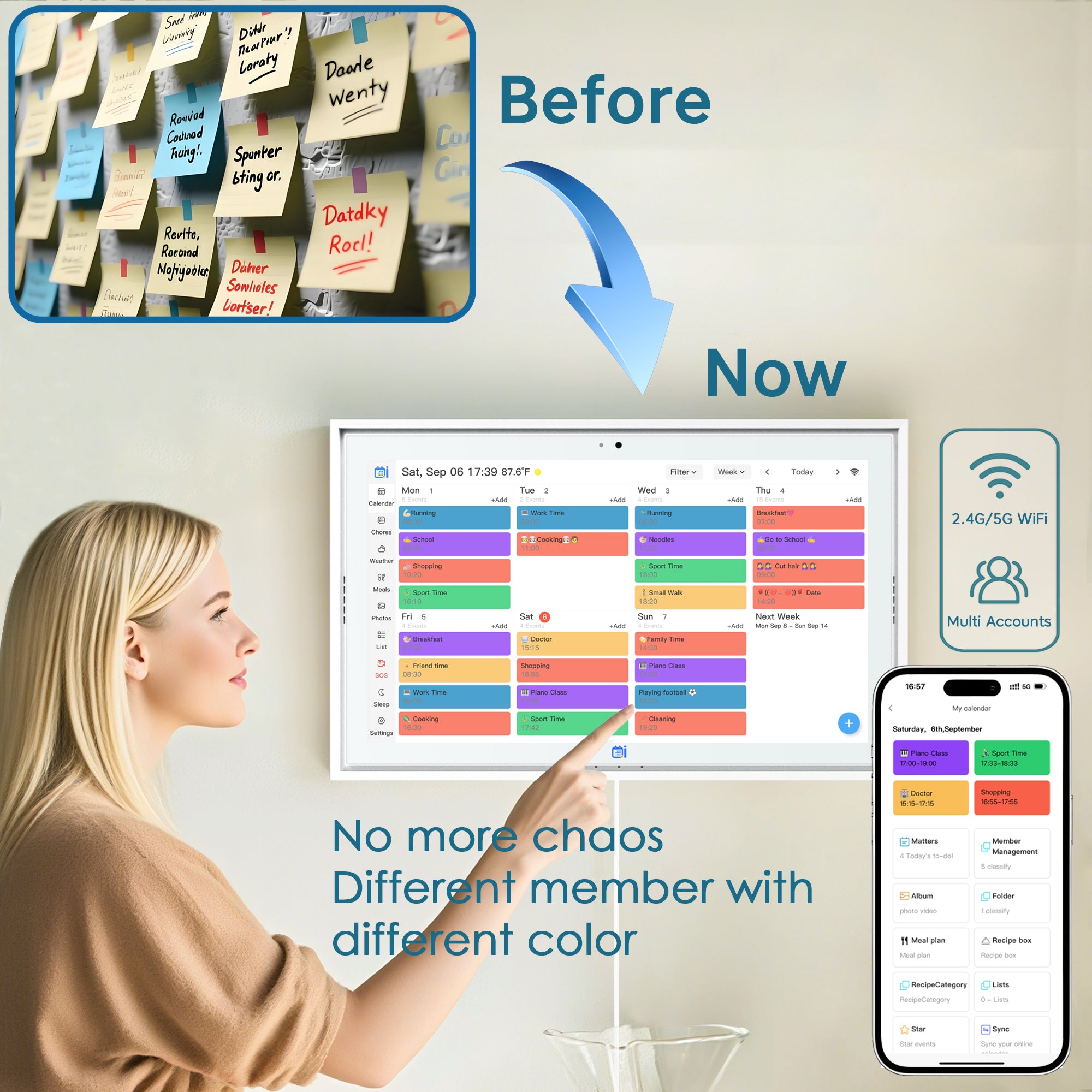 Lepow 15.6″ Smart Digital Wall Calendar with Multi-Calendar Sync