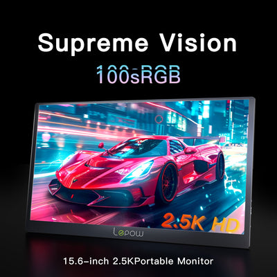 Lepow Z1promax 15.6-inch 2.5K IPS portable monitor with VESA mount and built-in speakers
