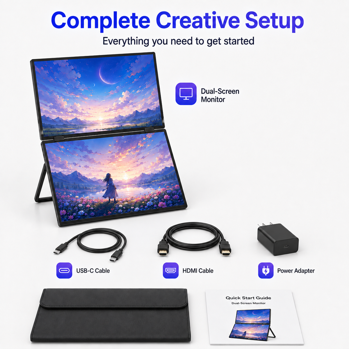 Lepow 16" 2.5K Dual-Screen Touch Portable Monitor