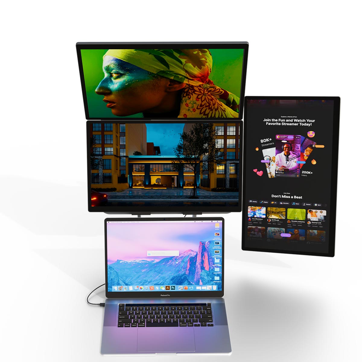 Lepow 16" Modular Triple Monitor for Laptop