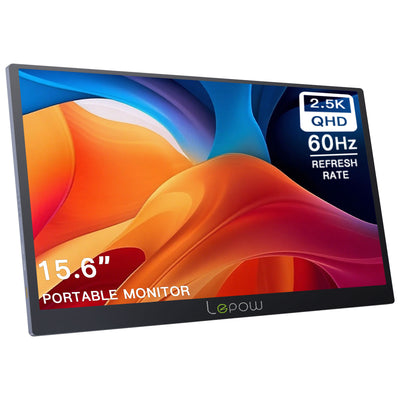 Lepow Z1promax 15.6-inch 2.5K IPS portable monitor with VESA mount and built-in speakers
