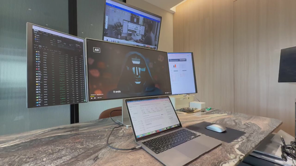 Load video: Lepow TriScreen Pro 27" 4K Quad Monitor Workstation